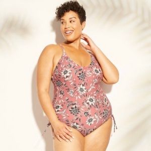 Kona Sol Women's Floral Side Cinch One Piece Swimsuit NWT